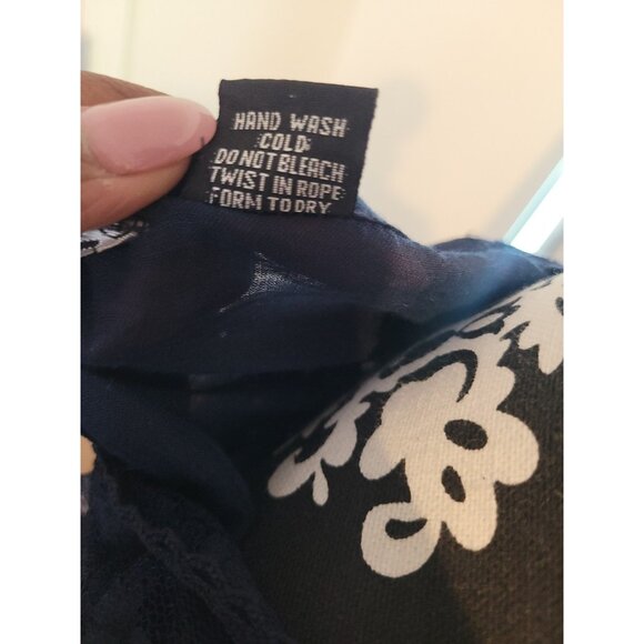 VTG Nostalgia Chiffon Lace Blue Sheer Overlay Maxi Dress Sz L Ethereal Witchcore - Picture 12 of 13